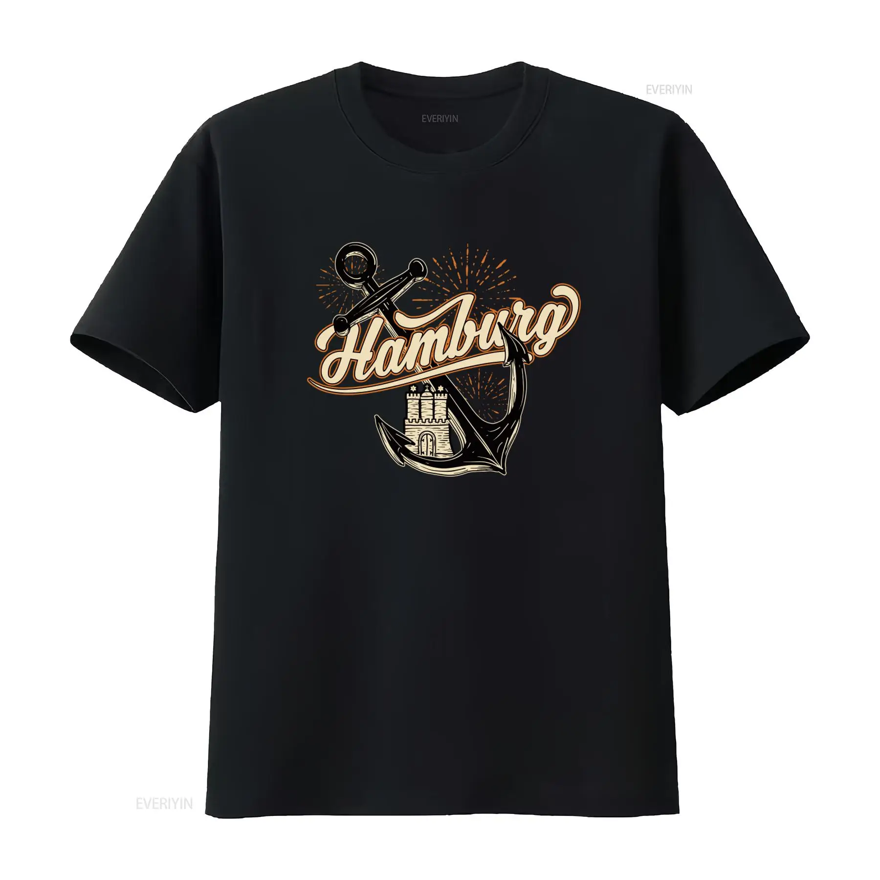 Vintage Fashion Hamburg - Camiseta masculina com estampa de âncora