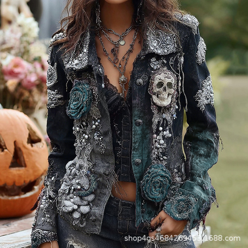 Vintage Fashion Stores - Jaqueta Gótica Punk com Bordado de