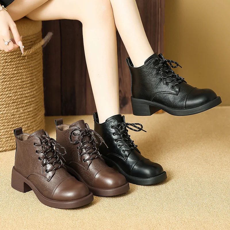 Vintage Outdoor Fashion - Mulheres botas curtas outono inverno nova