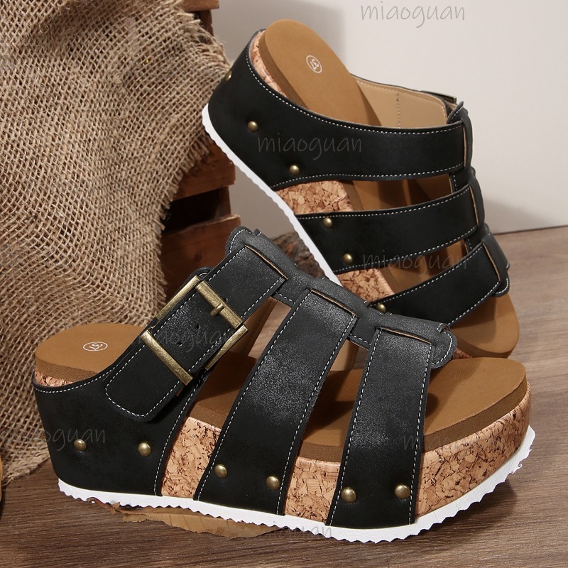 Vintage Outdoor Fashion - Sandálias Femininas Vintage com Tira de