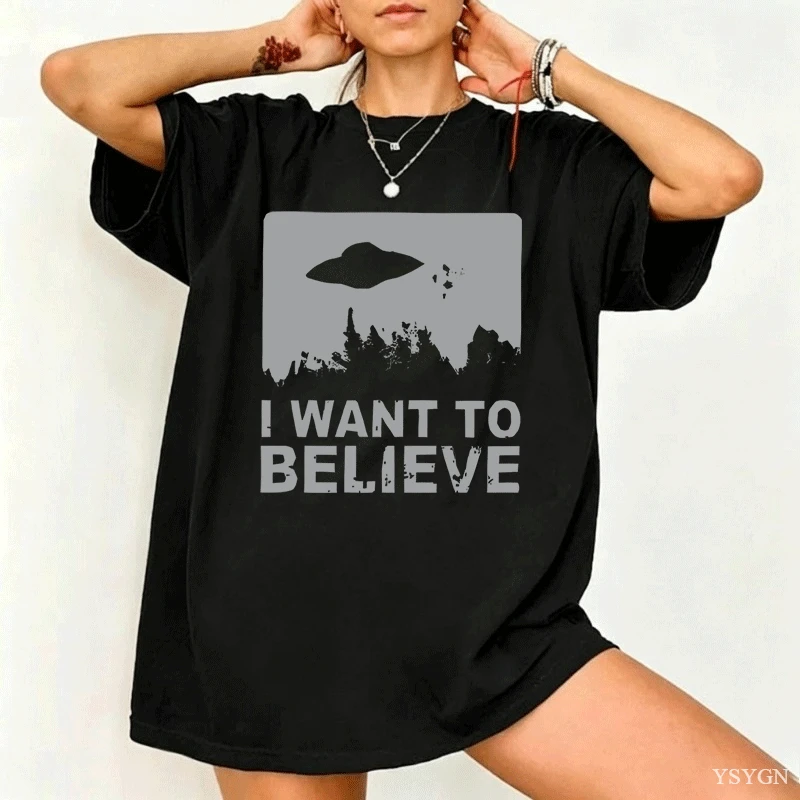 Vintage Fashion Quotes - Quero Acreditar Camiseta Gráfica Vintage com
