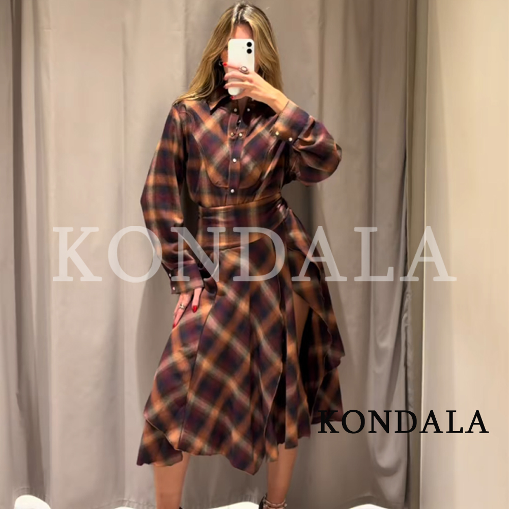 Vintage Fashion Jersey - Conjunto de Saia Xadrez Casual Feminino